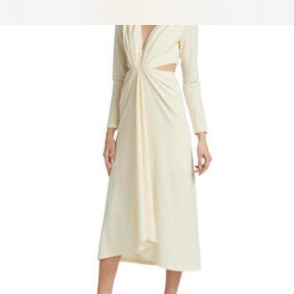 Acler Cream Long Sleeve Twist Dress